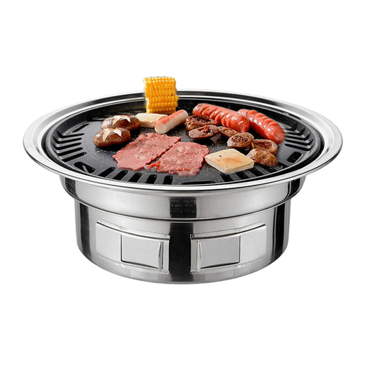 13 Inch Korean BBQ Grill Multifunctional Charcoal Barbecue Grill Round Camping Grill Stove Tabletop Smoker Grill Grilled Net