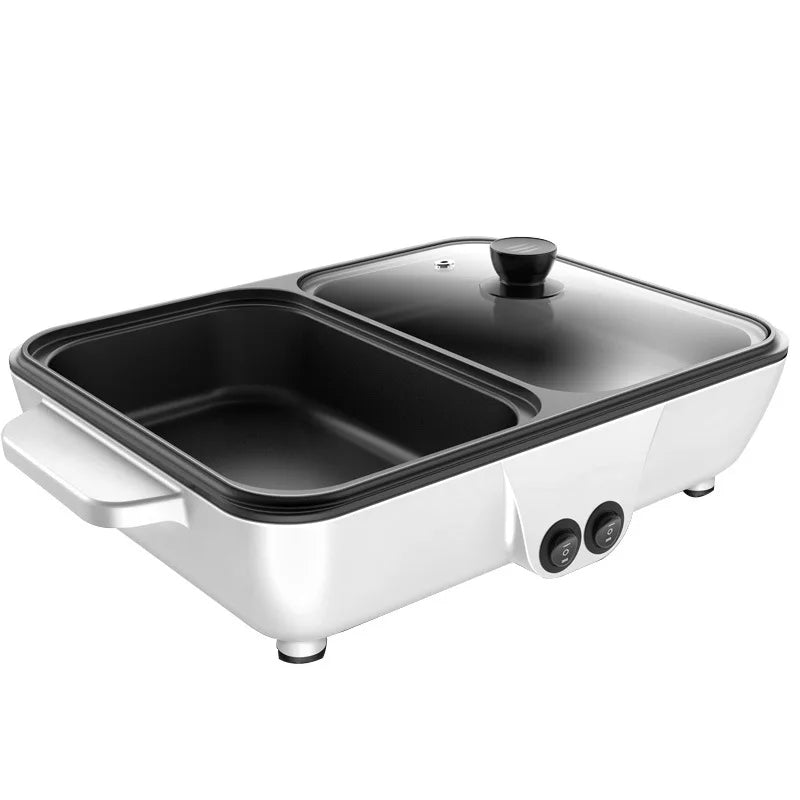 2 in 1 Electric Hot Pot Kitchen Smokeless Non-stick Baking Pan BBQ Grill