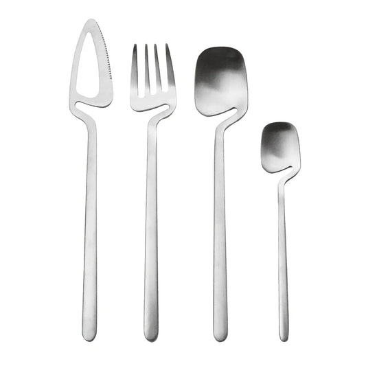 4Pcs Black Dinnerware Set Spoon Fork Cutlery Set Kitchen Table Decor Flatware Sets Kitchen Tools Desserts Soup Coffee Use