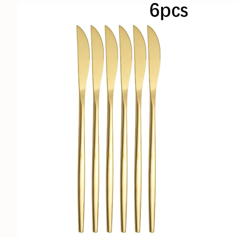 5pcs/30pcs Stainless steel cutlery set steak forks dessert spoons fruit forks are suitable for banquet restaurant guests