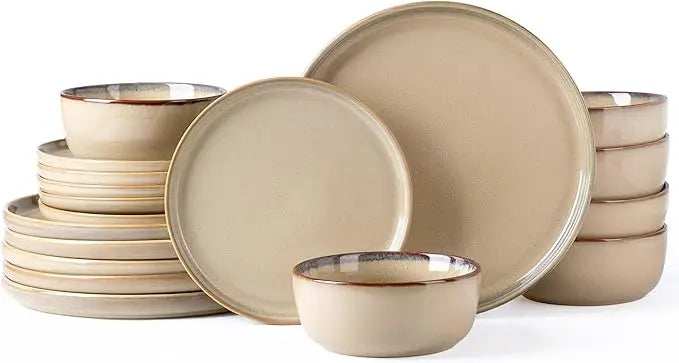 AmorArc Stoneware Dinnerware Sets,Round Reactive Glaze Ceramic Plates and Bowls Set,Highly Chip and Crack Resistant | Dishwasher