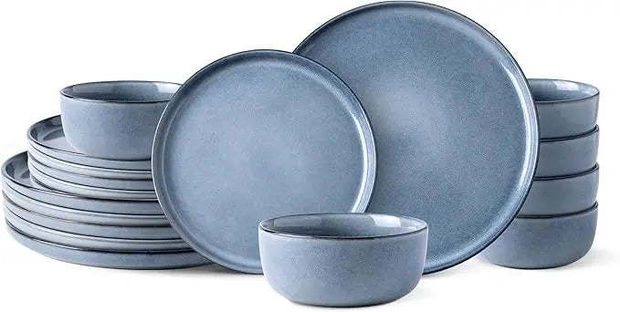 AmorArc Stoneware Dinnerware Sets,Round Reactive Glaze Ceramic Plates and Bowls Set,Highly Chip and Crack Resistant | Dishwasher