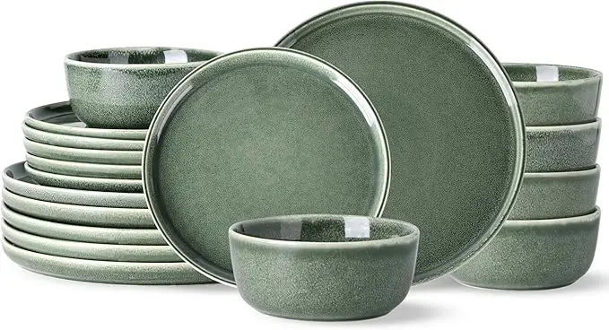 AmorArc Stoneware Dinnerware Sets,Round Reactive Glaze Ceramic Plates and Bowls Set,Highly Chip and Crack Resistant | Dishwasher