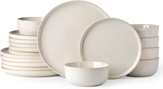 AmorArc Stoneware Dinnerware Sets,Round Reactive Glaze Ceramic Plates and Bowls Set,Highly Chip and Crack Resistant | Dishwasher