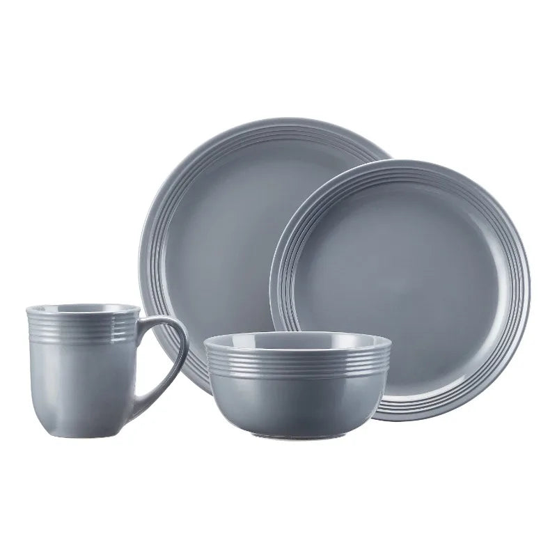 Beautiful 16-piece earthenware tableware set, available in multiple colors, easy to clean, suitable for home use