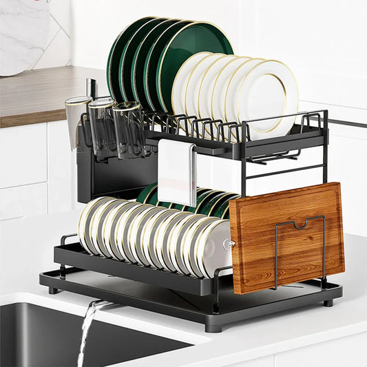 Detachable Dish Drying Rack with Drain Board and Utensil Holder, Large Dish Drying Rack for Kitchen Counter