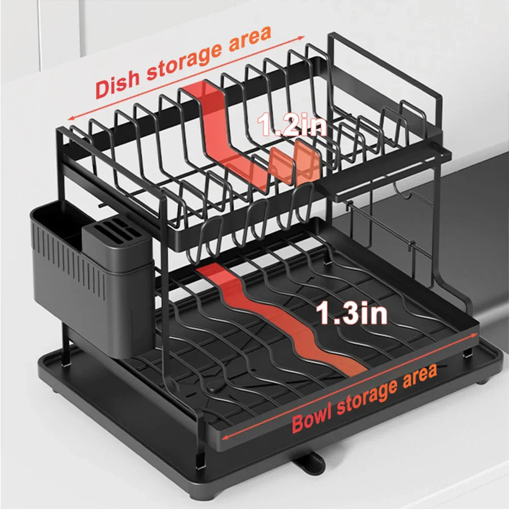 Detachable Dish Drying Rack with Drain Board and Utensil Holder, Large Dish Drying Rack for Kitchen Counter