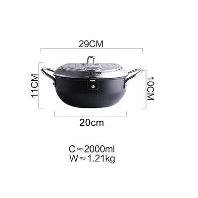 Japanese Style Deep Frying Pot Thermometer Tempura Fryer Pan Temperature Control Fried Chicken Pot Cooking Tools Kitchen Utensil