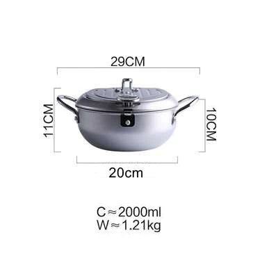 Japanese Style Deep Frying Pot Thermometer Tempura Fryer Pan Temperature Control Fried Chicken Pot Cooking Tools Kitchen Utensil