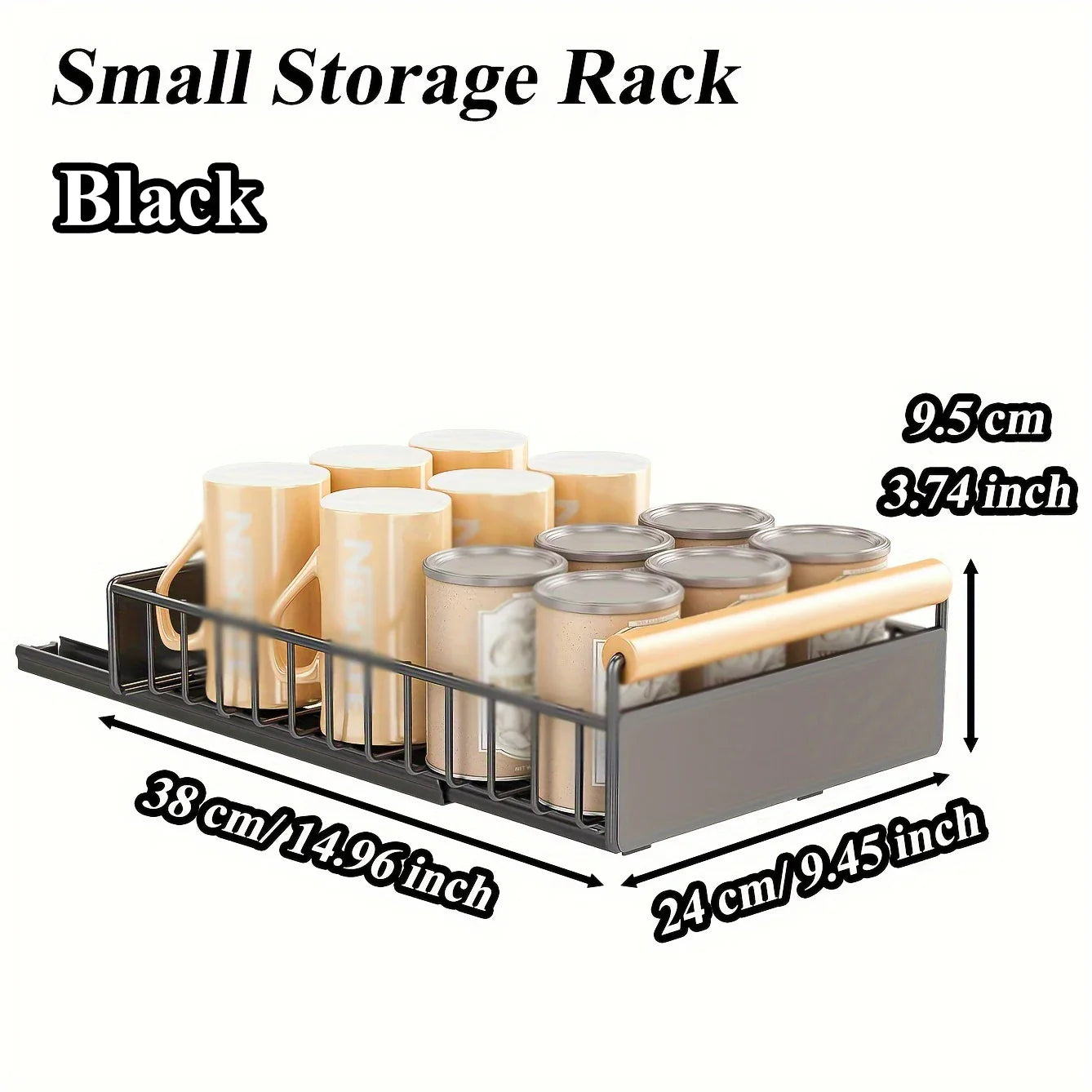 Pull Out Organizer, Pull-out Dish Rack With Wooden Handle And Drain Tray, Multifunctional Single Layer Dish Drying Rack