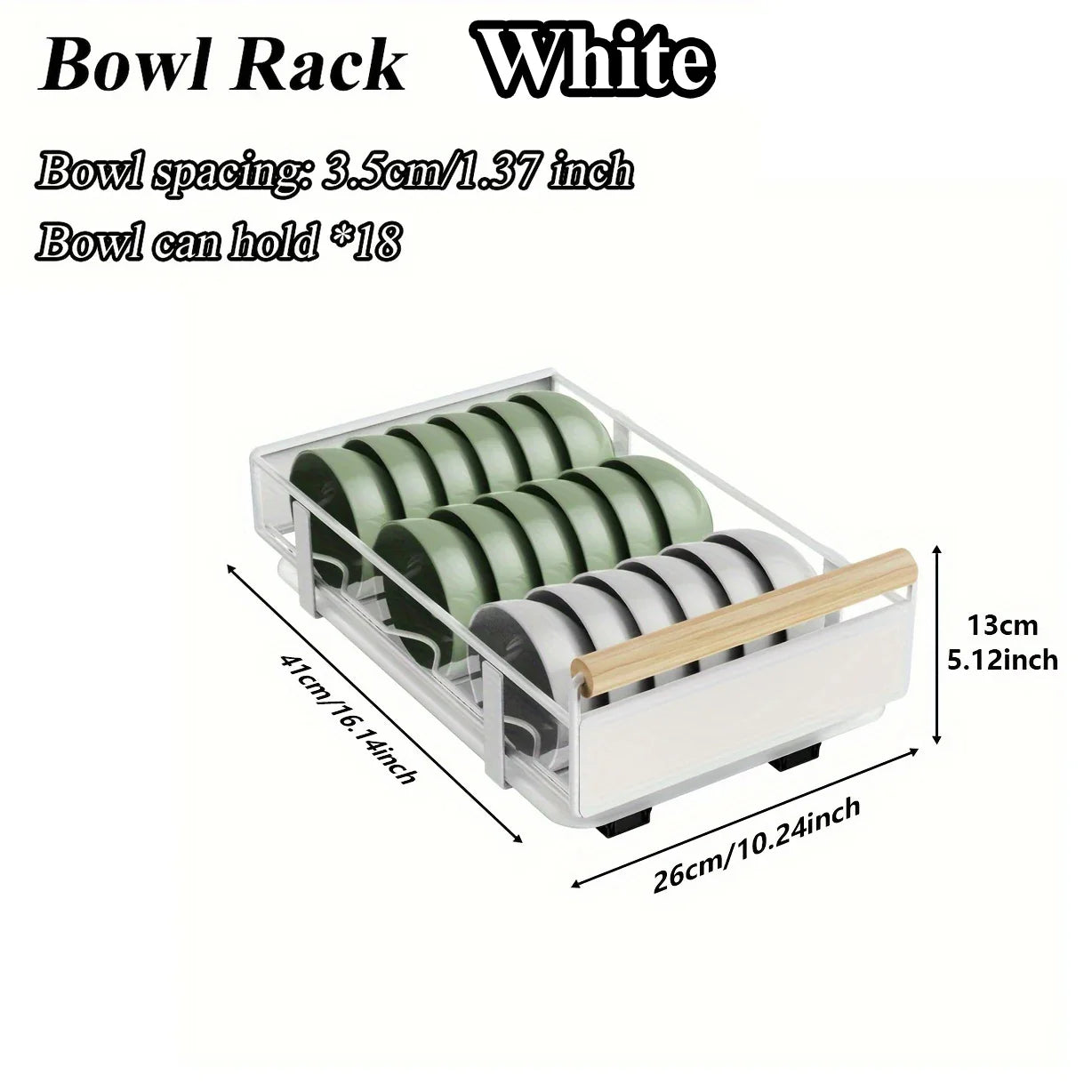 Pull Out Organizer, Pull-out Dish Rack With Wooden Handle And Drain Tray, Multifunctional Single Layer Dish Drying Rack