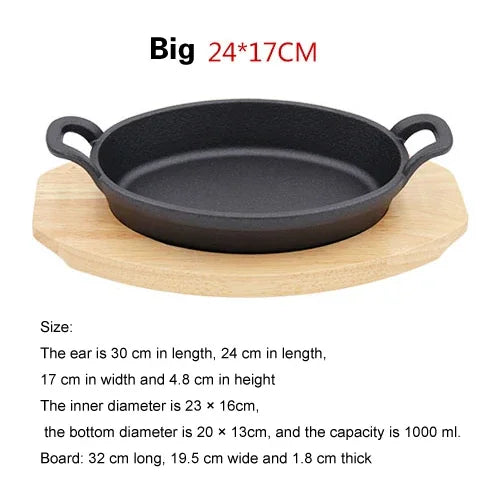 Korean double ear cast iron stripe barbecue pot rectangular iron plate roast plate single Mini fish plate cast iron cookware