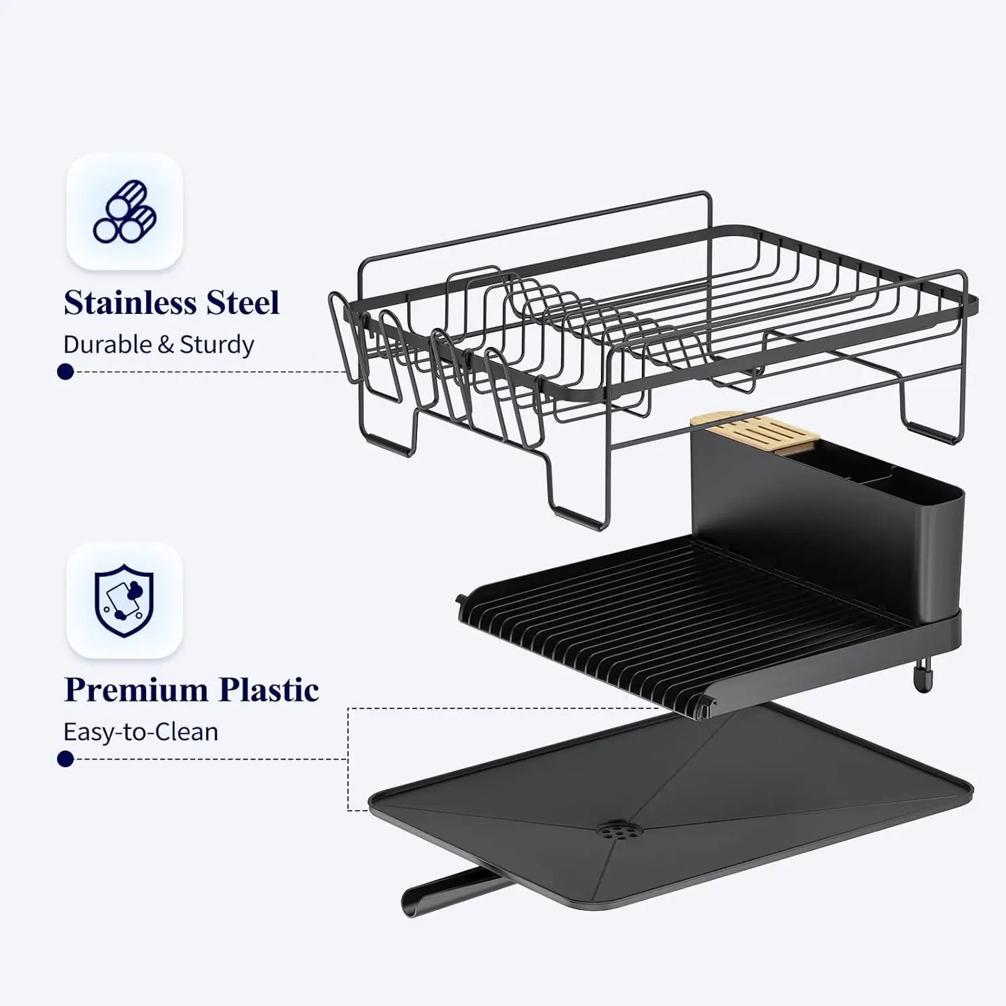 Large Dish Drying Rack - Extendable Dish Rack, Multifunctional Dish Rack for Kitchen Counter, Anti-Rust Drying Dish Rack