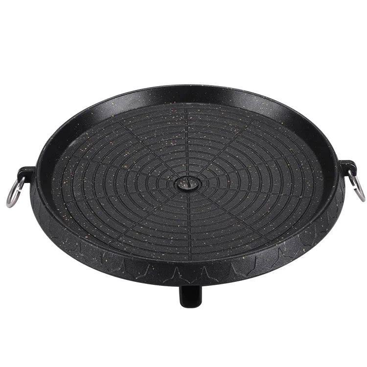 Aluminum round bbq plate non stick table barbecue grill pan for table top portable outdoor camping cookware korea style 29.5cm