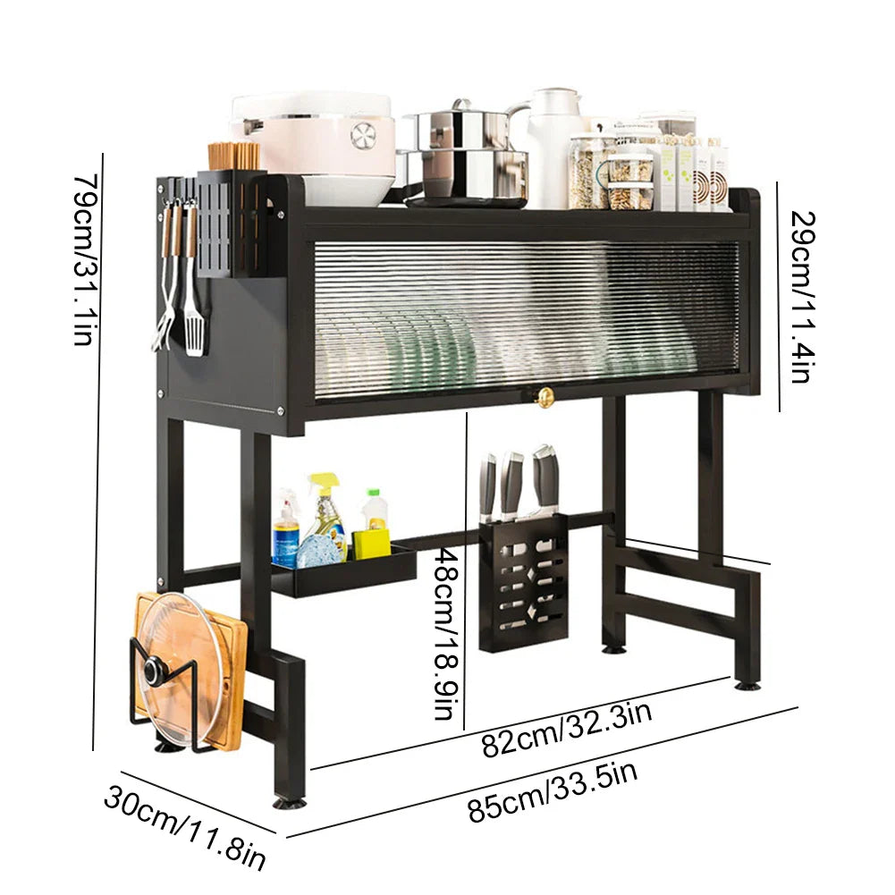 Shelf Kitchen Sink Cabinet Door Storage Rack Kitchen Dish Drainer with Cover Multi-Functional Large Over The Dish Drain Holder