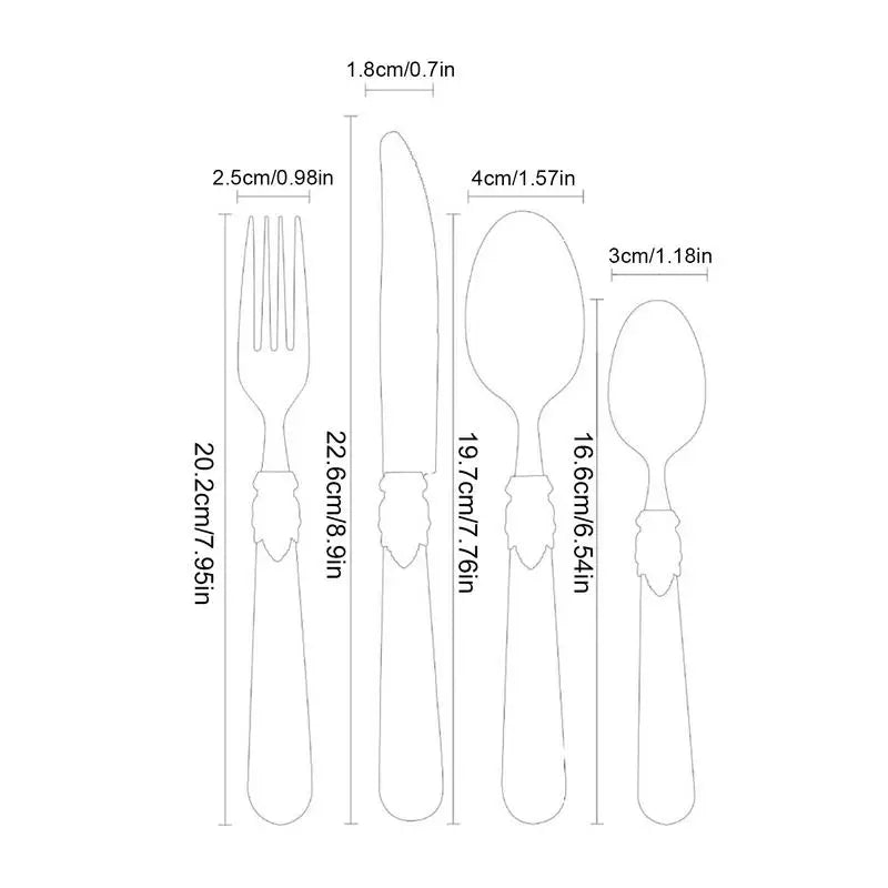 Stainless Steel Flatware Sets Heavy Duty Kitchen Utensils Kit Kitchen Silverware Set With Humanized Handle Kitchen Suitable for