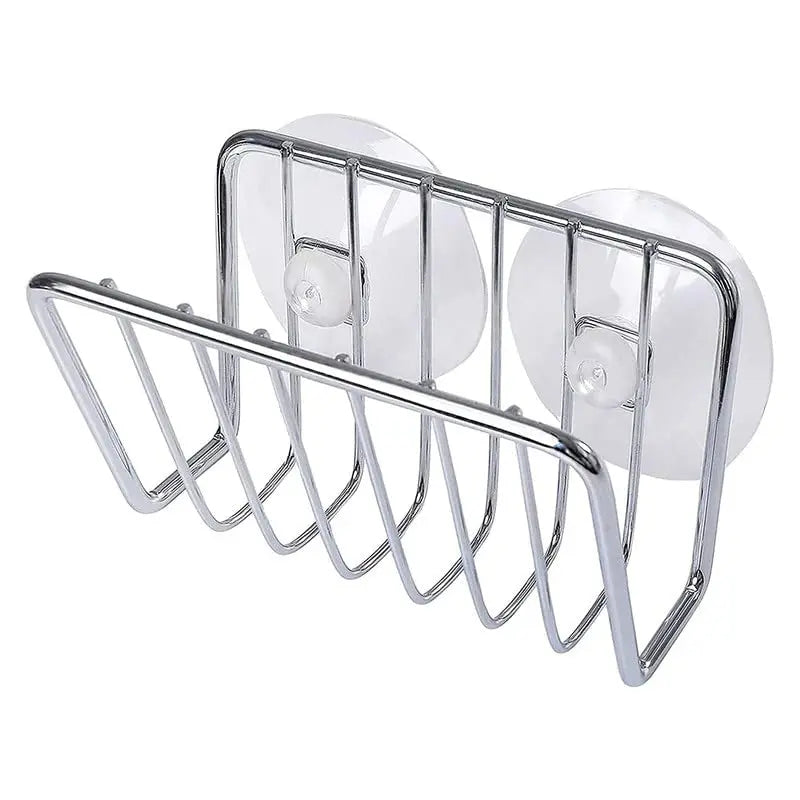 Stainless Steel Sponge Holder with Suction Cup Kitchen Sink Caddy for Dish Sponges Metal Storage Rack for Kitchen Organization