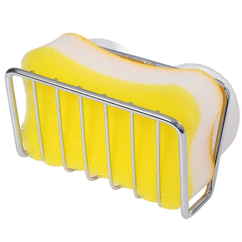 Stainless Steel Sponge Holder with Suction Cup Kitchen Sink Caddy for Dish Sponges Metal Storage Rack for Kitchen Organization