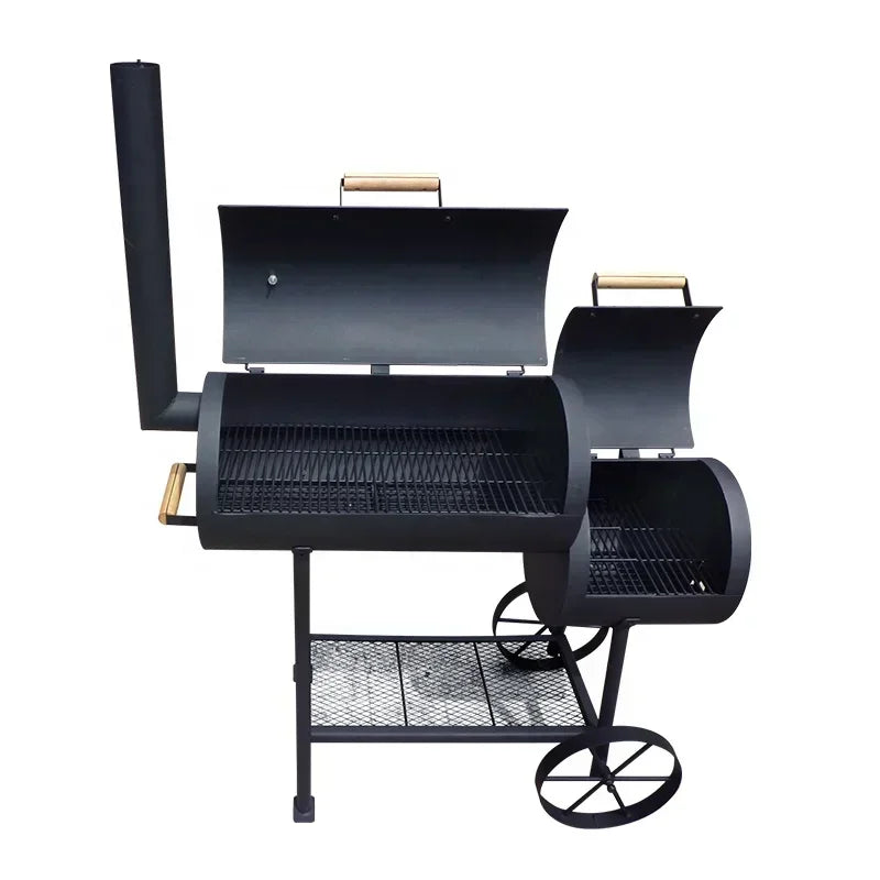 Three Functions Large Barrel Barbecue Smoker Charcoal Barbecue Grill Offset Heavy Duty Grill bbq Smoker barrel With Chimney