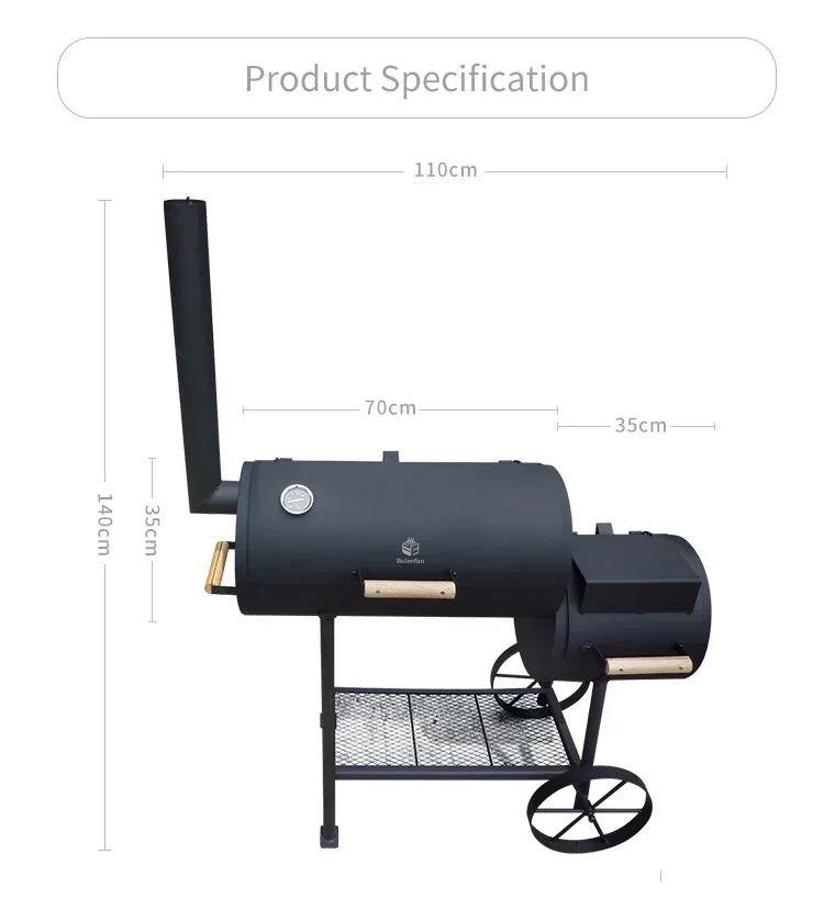 Three Functions Large Barrel Barbecue Smoker Charcoal Barbecue Grill Offset Heavy Duty Grill bbq Smoker barrel With Chimney