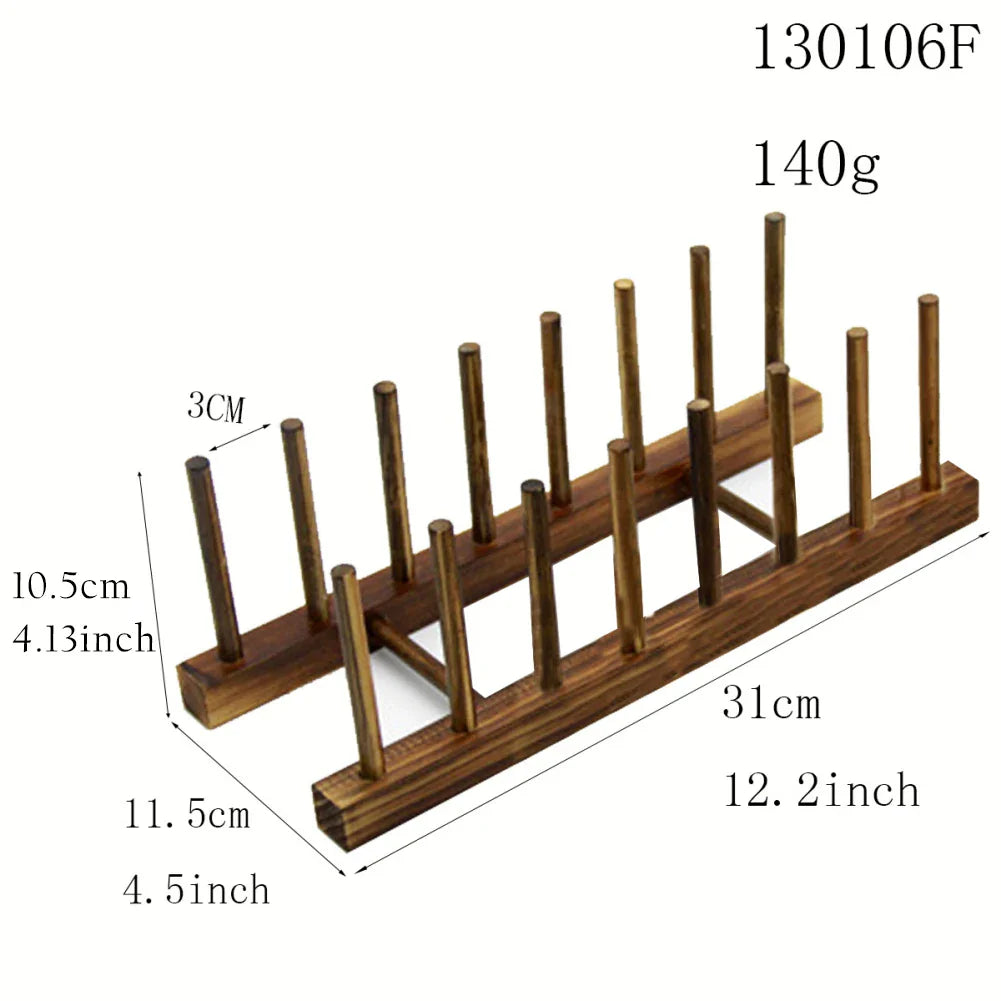 Wooden Kitchen Dish Drain Rack Dinnerware Storage Organizer Tray Plate Drying Shelf Book Cups Display Stand Drainer Holders