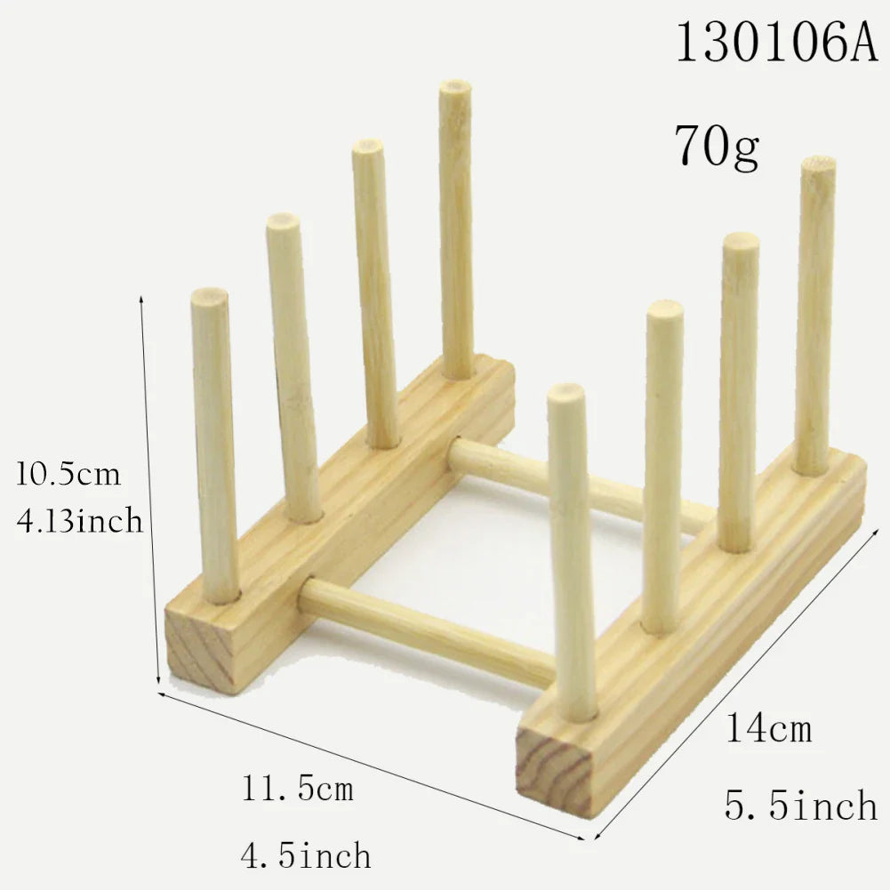 Wooden Kitchen Dish Drain Rack Dinnerware Storage Organizer Tray Plate Drying Shelf Book Cups Display Stand Drainer Holders