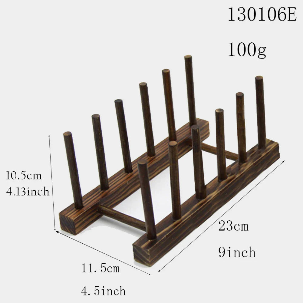 Wooden Kitchen Dish Drain Rack Dinnerware Storage Organizer Tray Plate Drying Shelf Book Cups Display Stand Drainer Holders