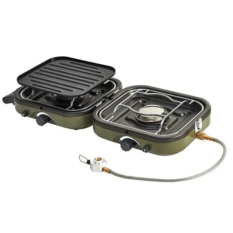 multi fuel Camping Stove Portable Two burner Cookware Outdoor Picnic bbq Grill Foldable Gas Stove High Power Cooking